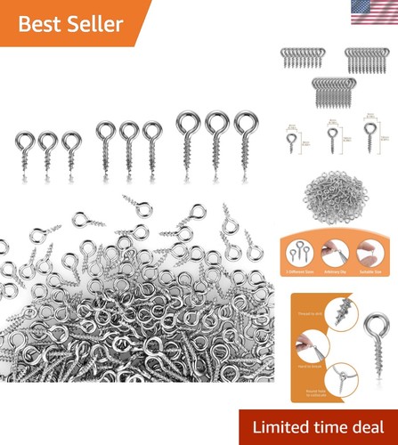 Sleek silver screw eye hooks - eye,